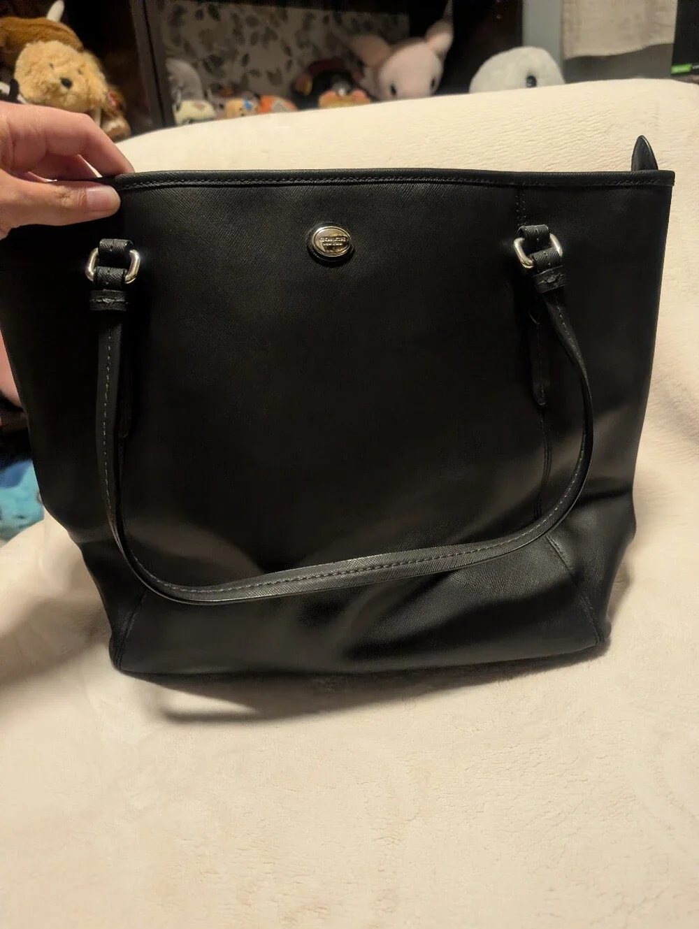 Genuine COACH Classic Black Leather Tote Bag
